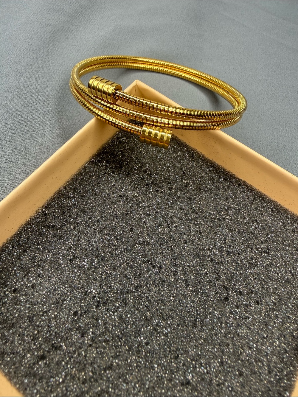 Gold Tone Snake Coil Bracelet with Box